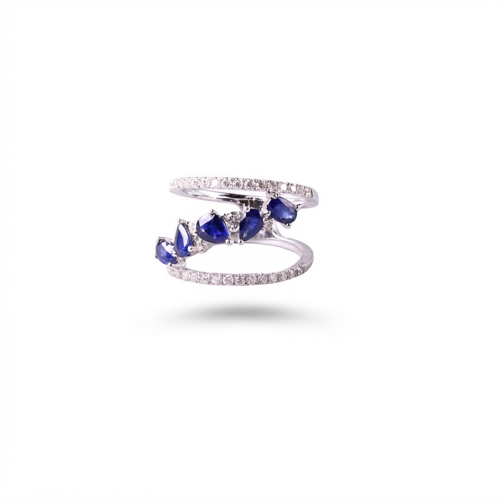 Anillo de zafiros azules
