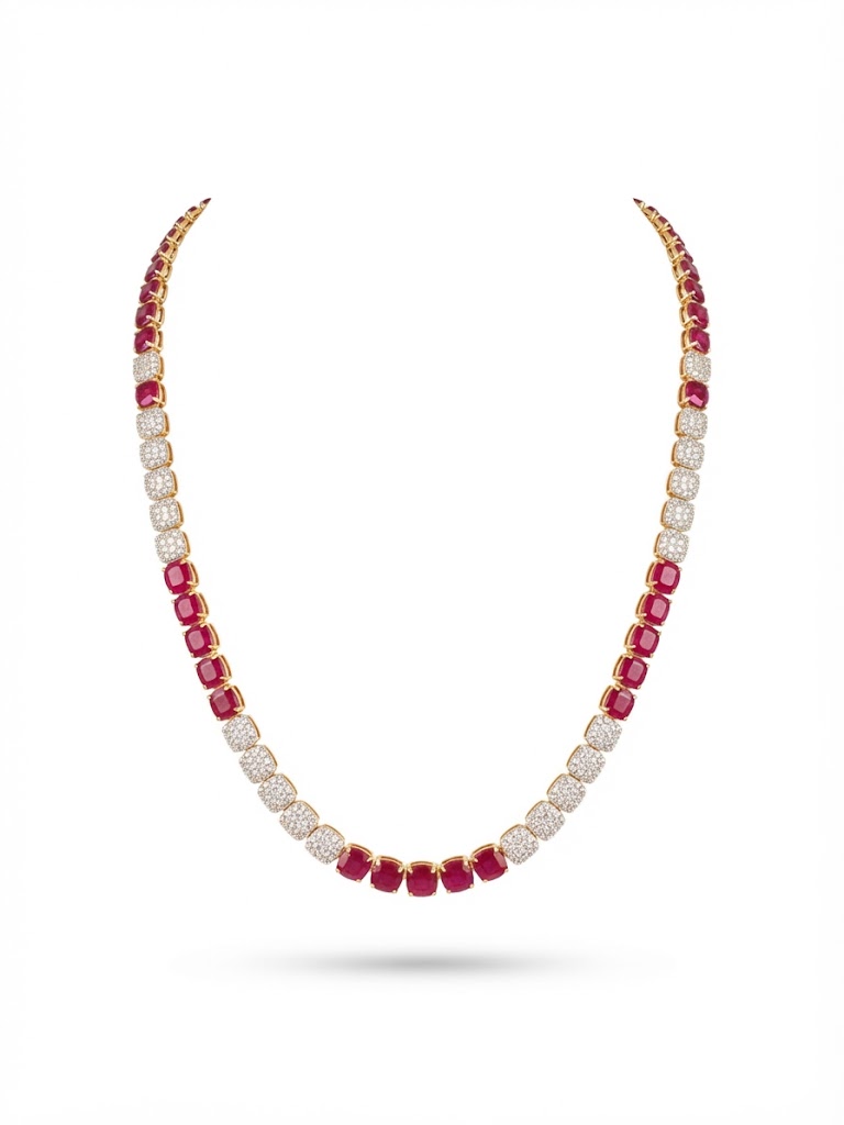 Collar de rubí y brillantes